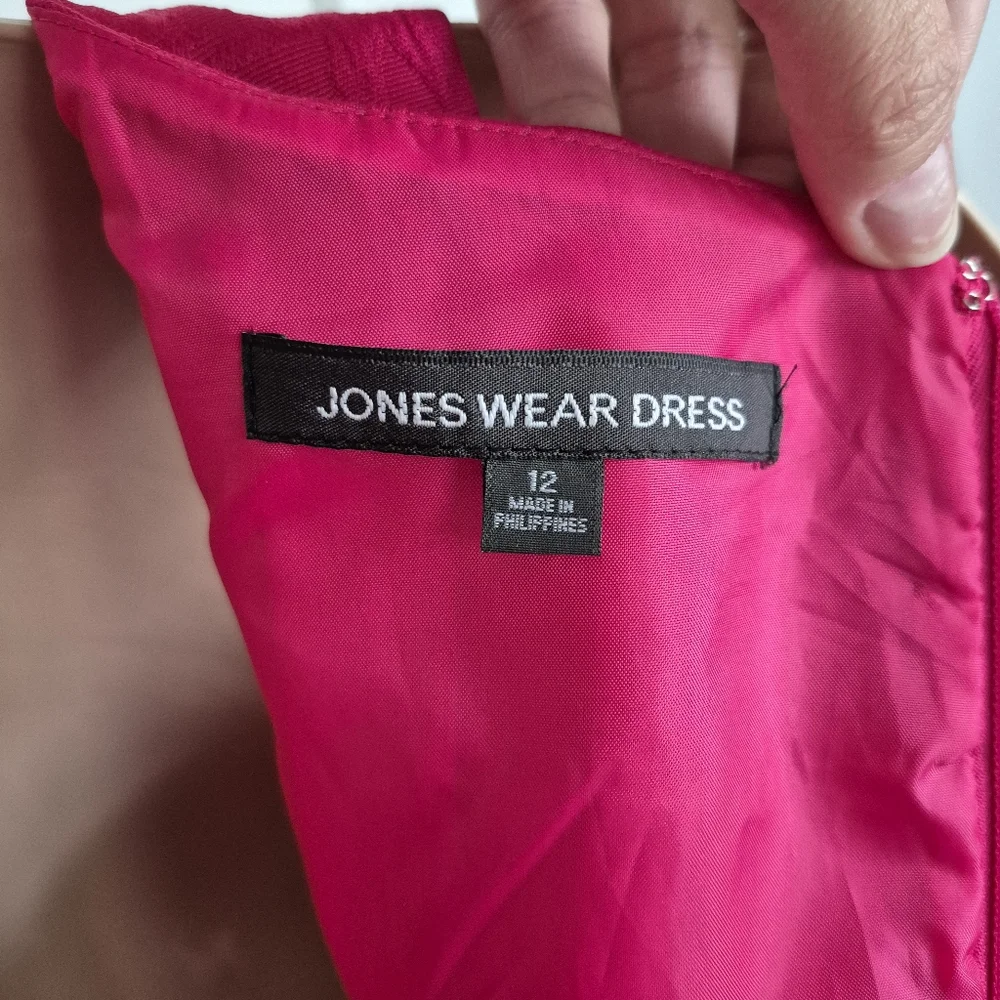 Jones Wear Dress Hot Pink Floral Texture A Line Sleeveless Pleated Dress 12 - Picture 6 of 10